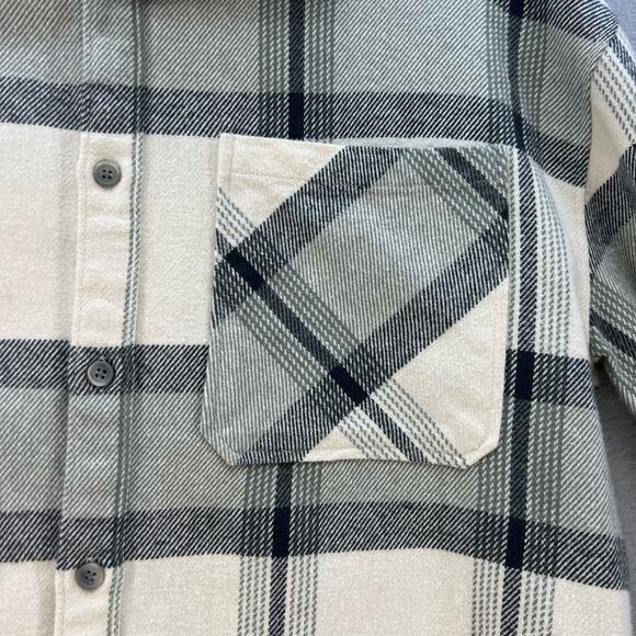 Zara Button Down Top Women's Size 13/14 Beige Plaid Woven Long Sleeve Flannel - Picture 5 of 10